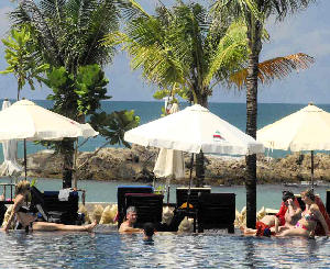 Khao Lak Seaview: View across the pool to the sea