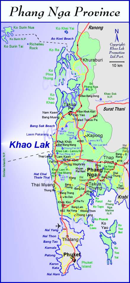 The Phang Nga Map (70K), Copyright Khao Lak Promotion Ltd.Part.
