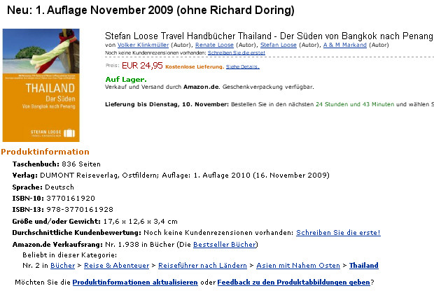 Amazon-Beschreibung von Thailand Sued 2009